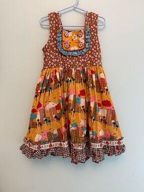 Wildflowers Mustard Yellow Brown Multicolor Patterned Sundress